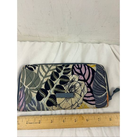 Vera Bradley zipper wallet gray purple flowers - Picture 2 of 7